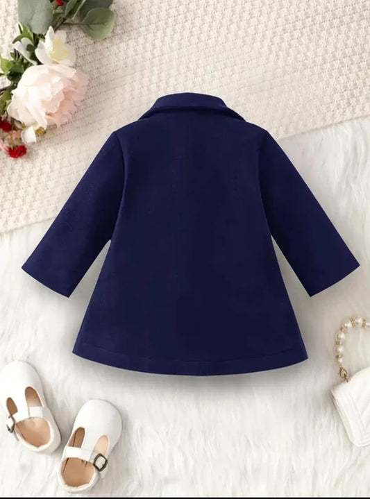 Elegant Navy Blue Girls Winter Coat
