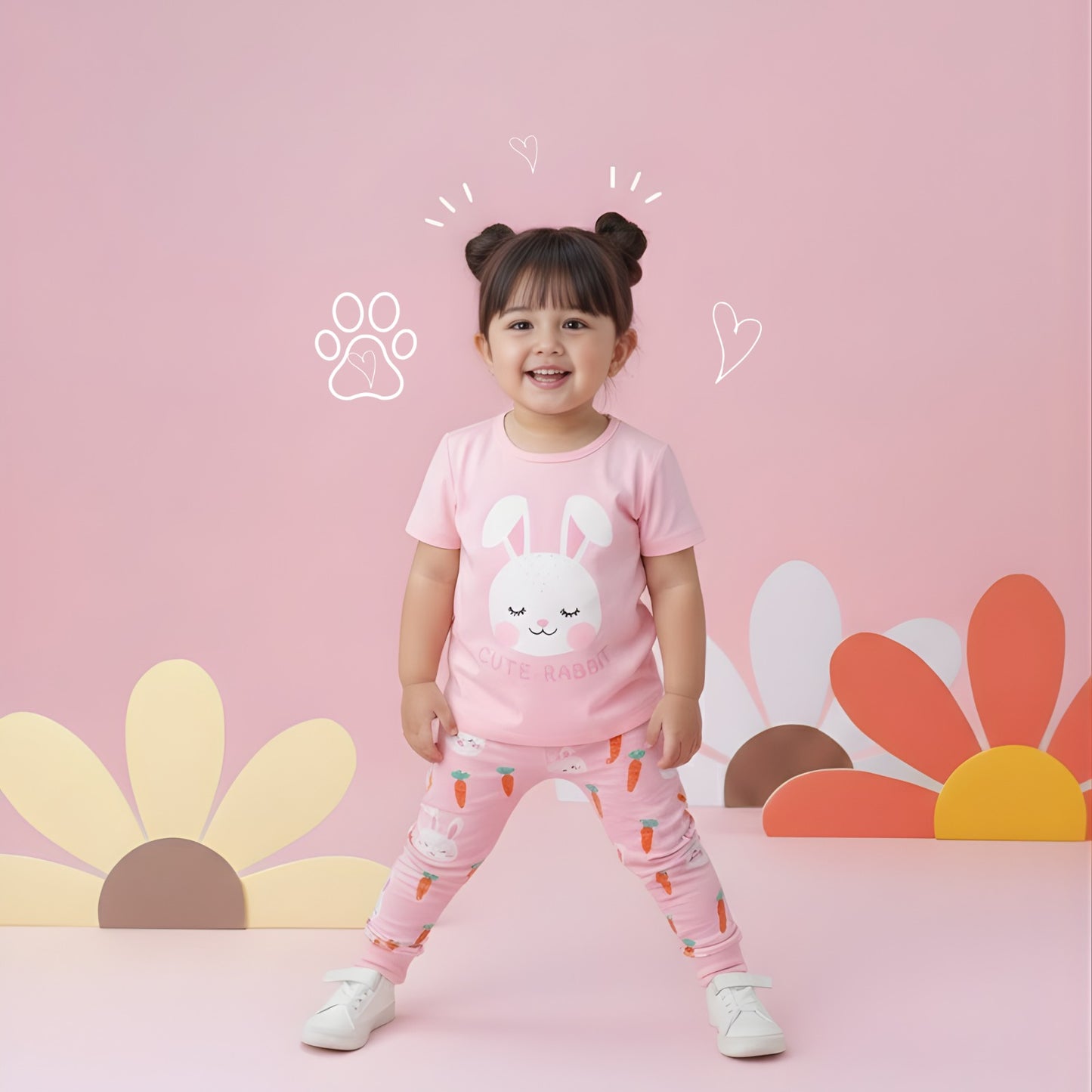 Cute Rabbit Printed Kids Wear Set