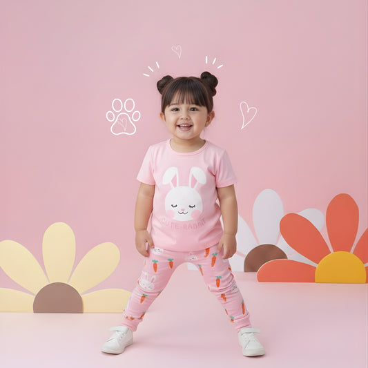 Cute Rabbit Printed Kids Wear Set