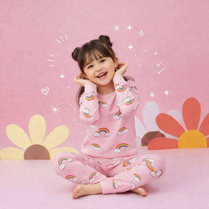 Rainbow Cloud Printed Kids Wear Set