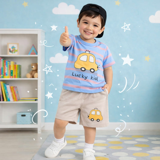 Blue Car Kids Short Wear