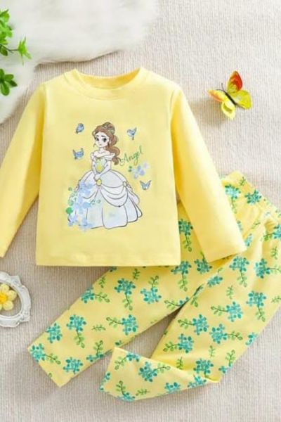 Yellow Angel Printed Girls Kids wear