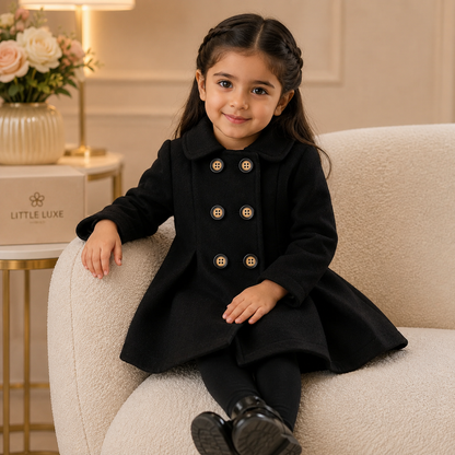 Luxury Black Princess Coat for Baby Girls