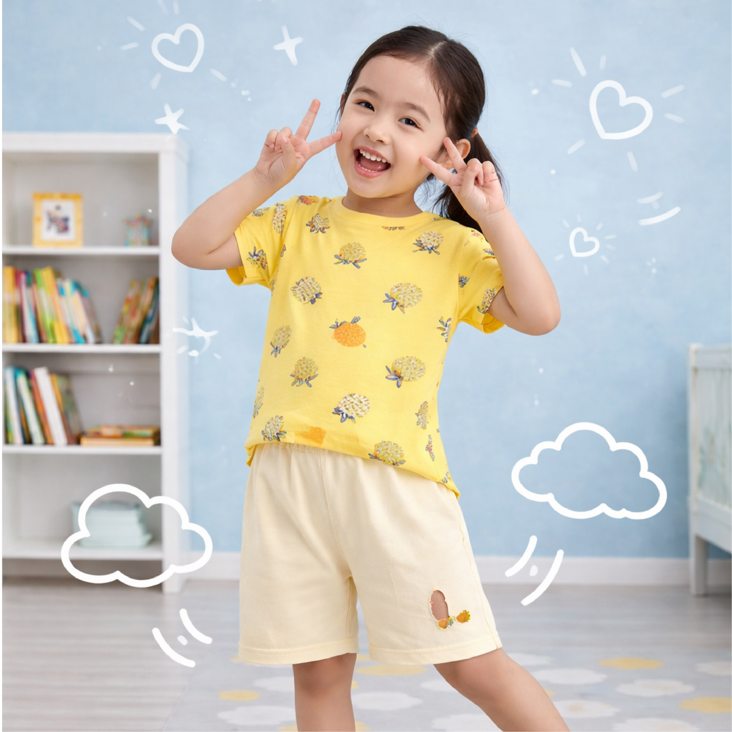 Pineapple Dino Print Kids Short Wear