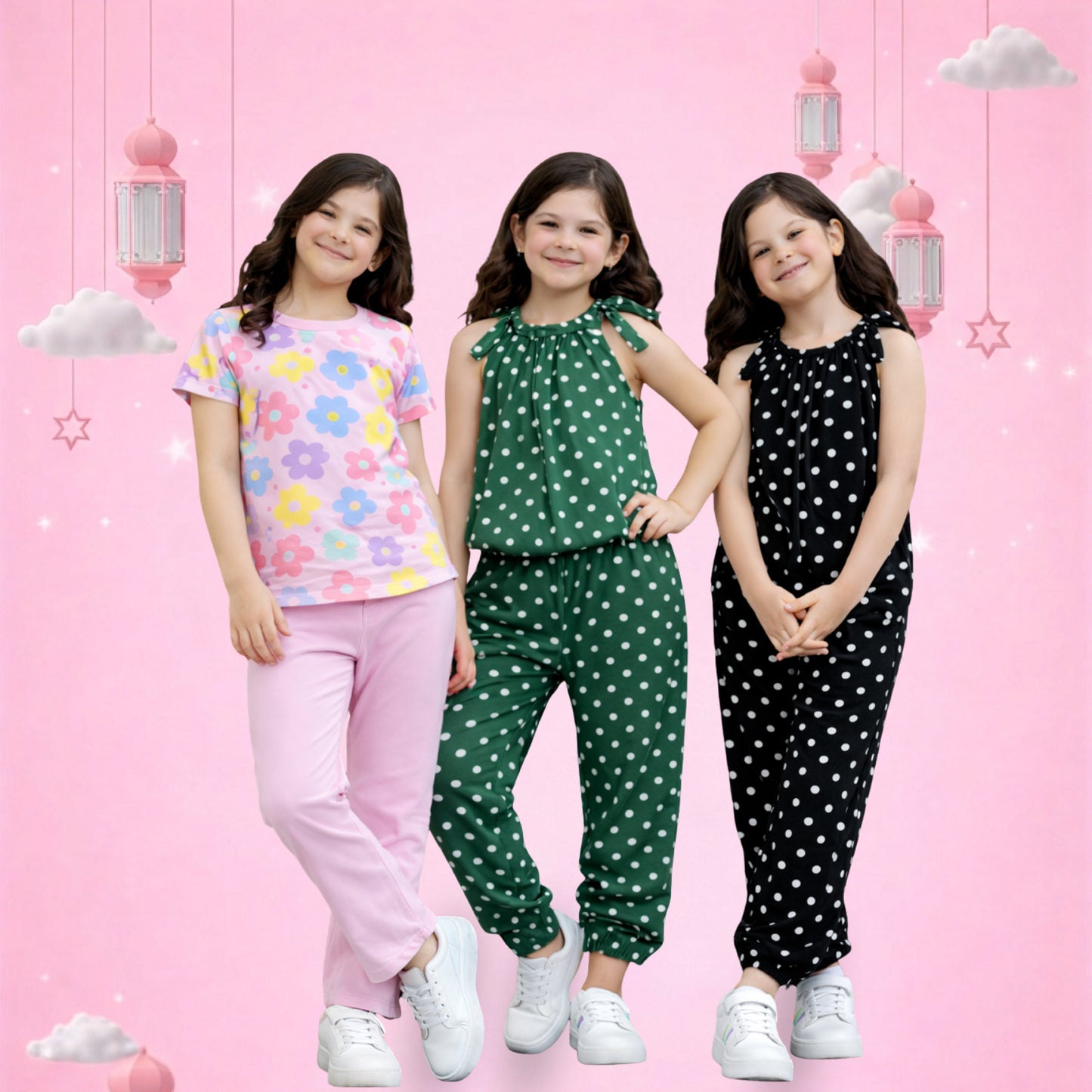 Girls Trendy Summer Polka & Floral Co-Ord Set Collection