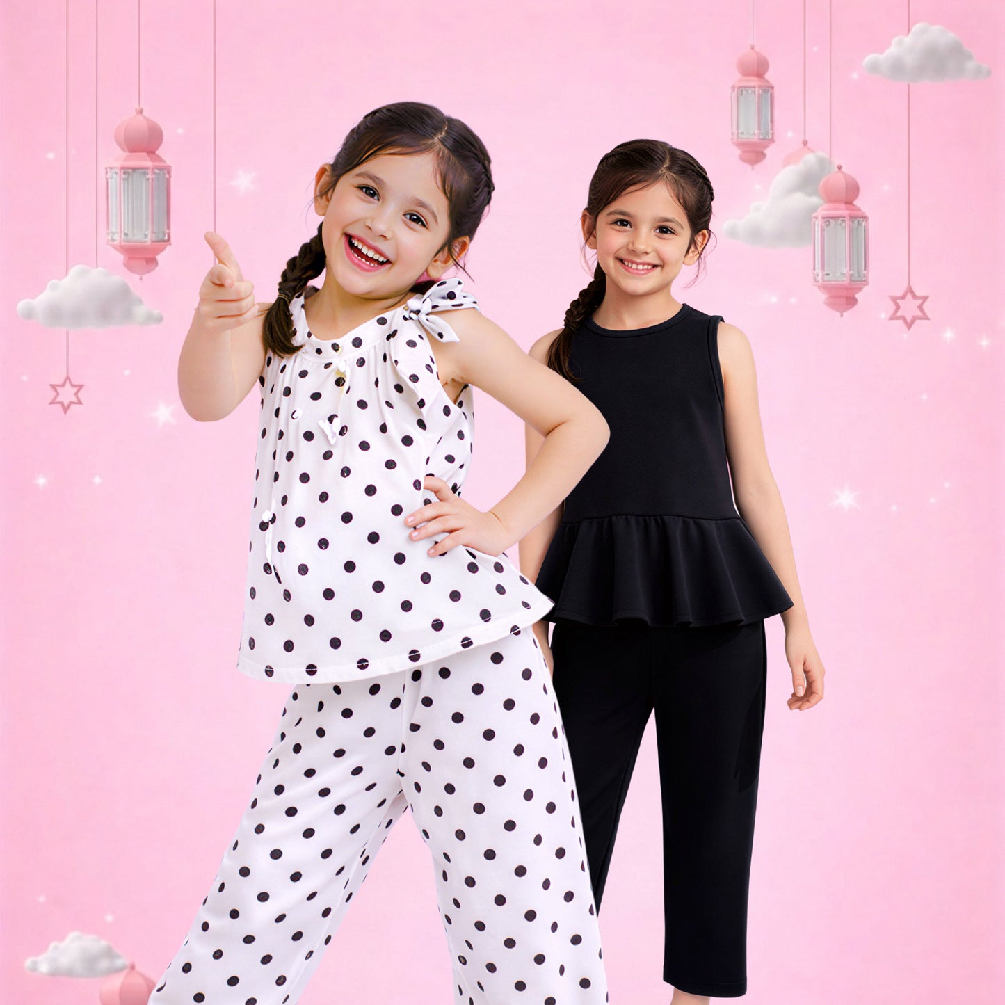 Girls Polka Dot Peplum Co Ord Set