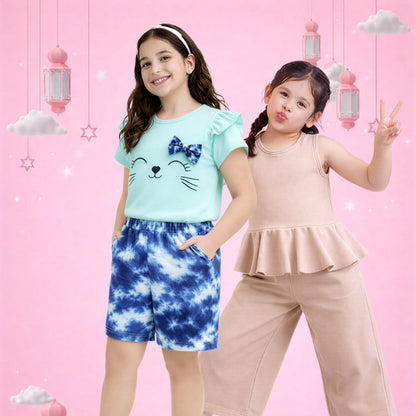 Girls Cute Graphic Tee and Shorts Set