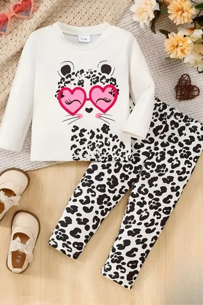White Heart Printed Kids Wear