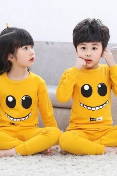 Yellow Monster Cartoon Printed Kids Wear